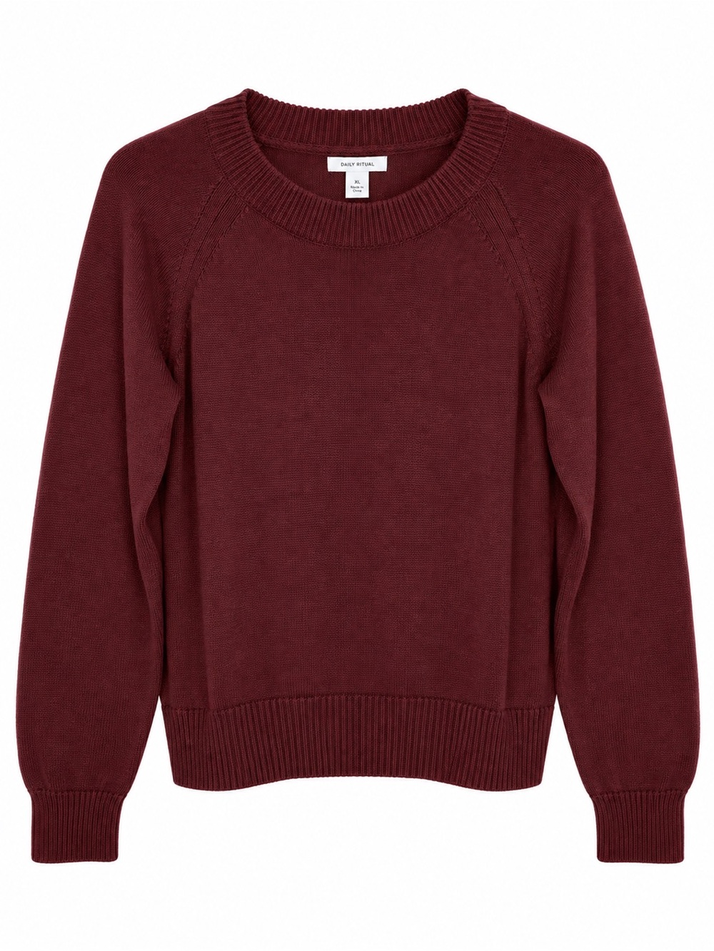 Daily Ritual Women’s XL 100% Cotton Raglan Sleeve Knit Sweater